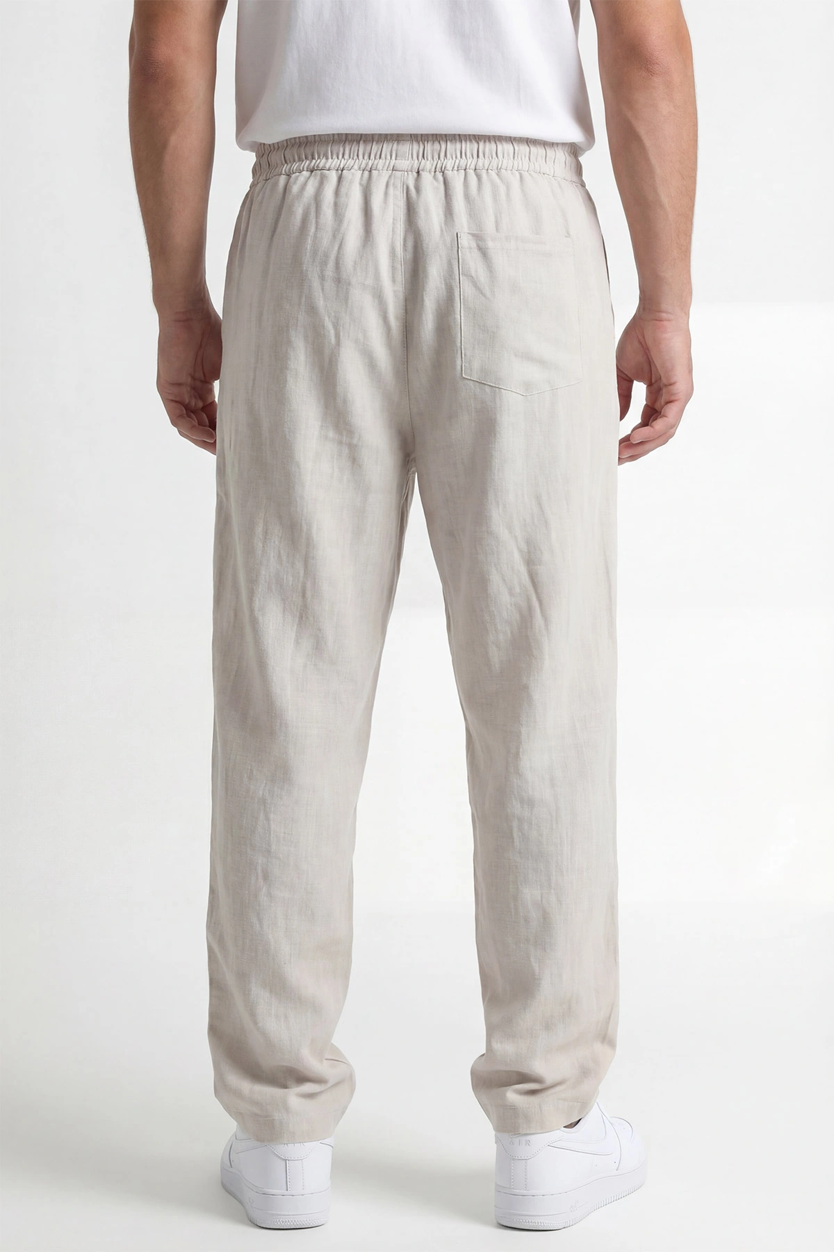 Krem Keten Baggy Belden Bağlamalı Erkek Pantolon 451310