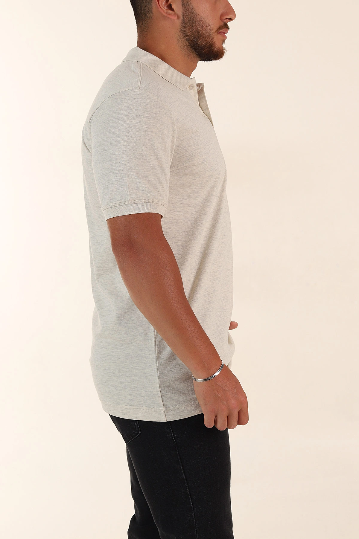 Krem Kırçıllı Regular Fit Basic Polo Yaka Erkek Tişört 372075