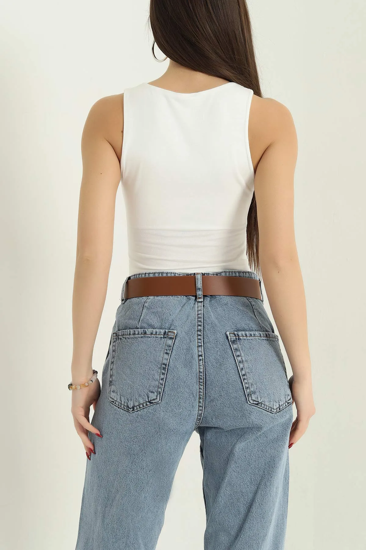 Krem Kolsuz Likralı Crop 335299