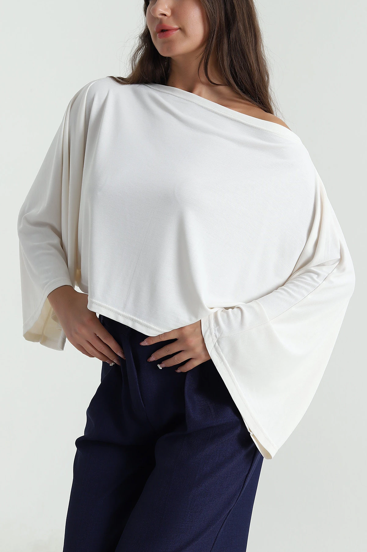 Krem Kupralı Salaş Kadın Bluz 479553