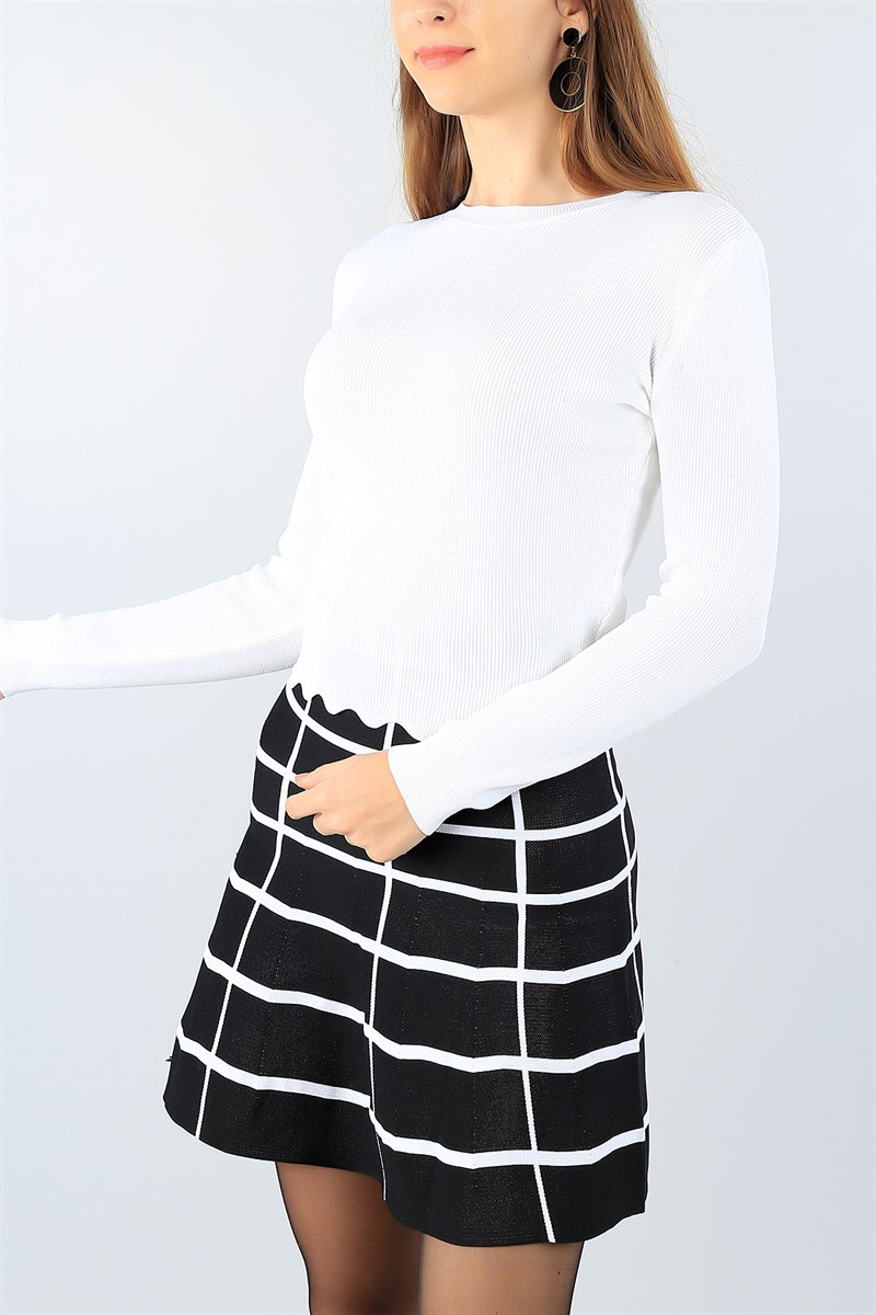 Krem Likralı Bayan Crop Triko 45598