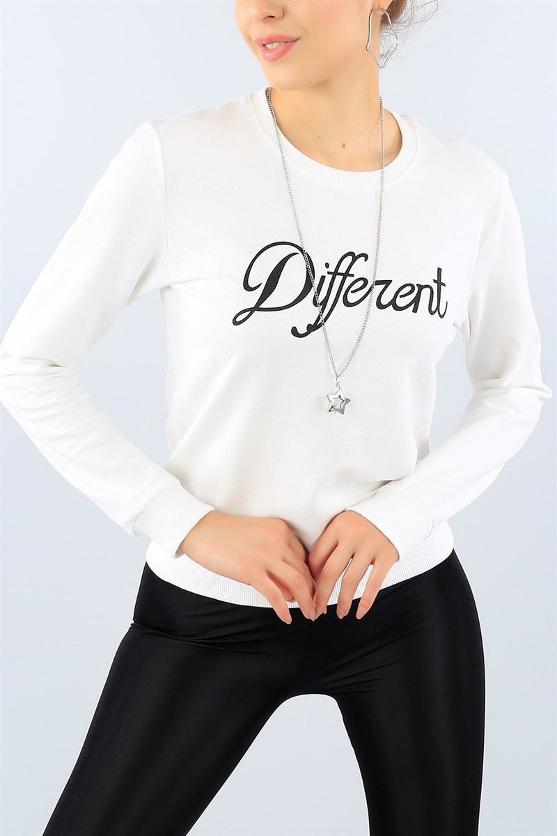 Krem Likralı Bayan Sweat 38654