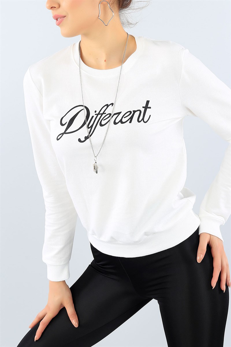 Krem Likralı Bayan Sweat 38654