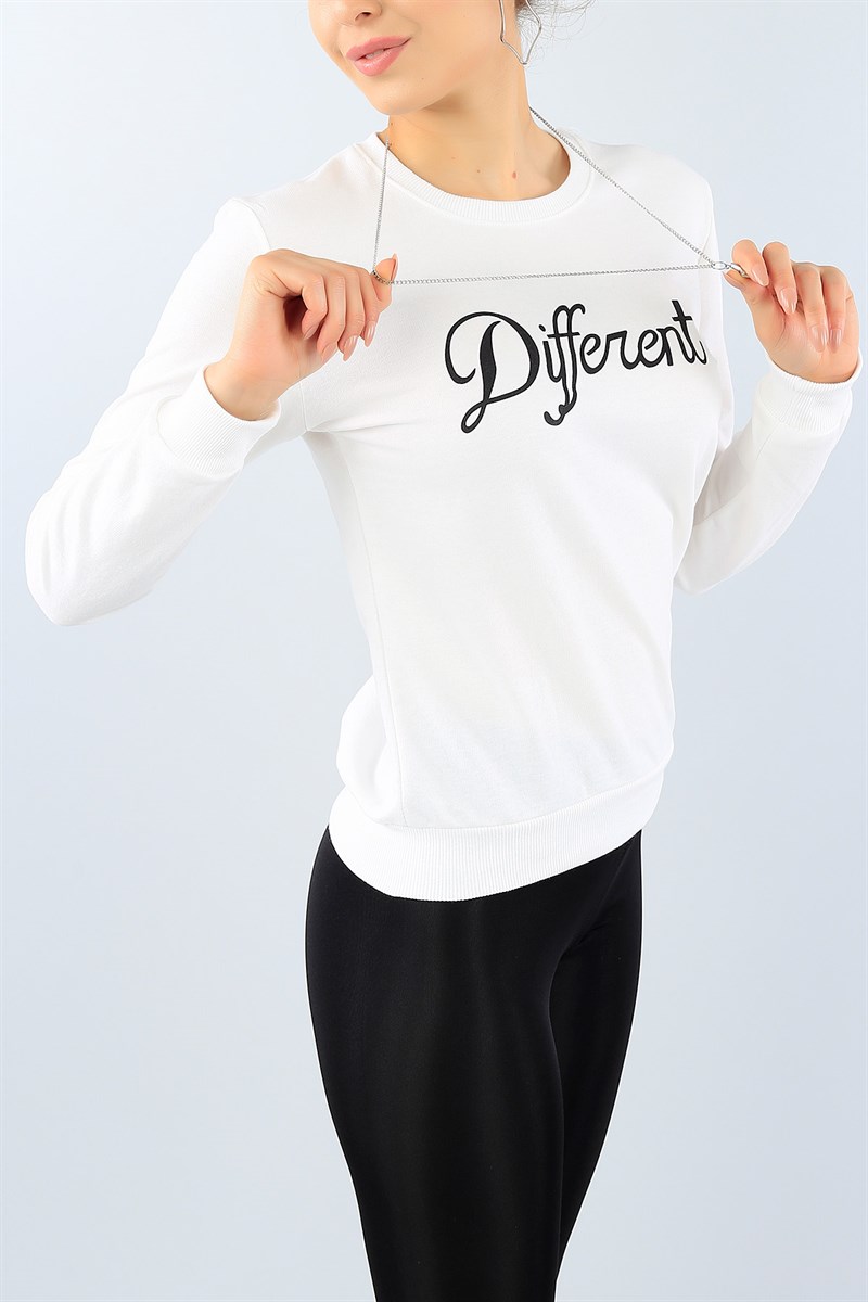 Krem Likralı Bayan Sweat 38654