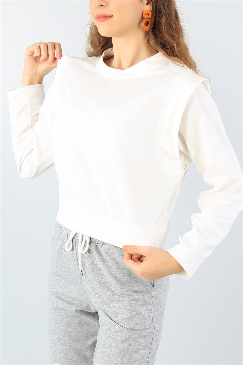 Krem Likralı Bayan Sweat 44918