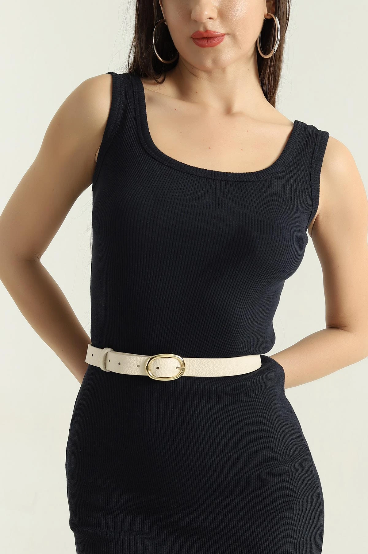 Krem Oval Gold Tokalı Kadın Kemer 338266