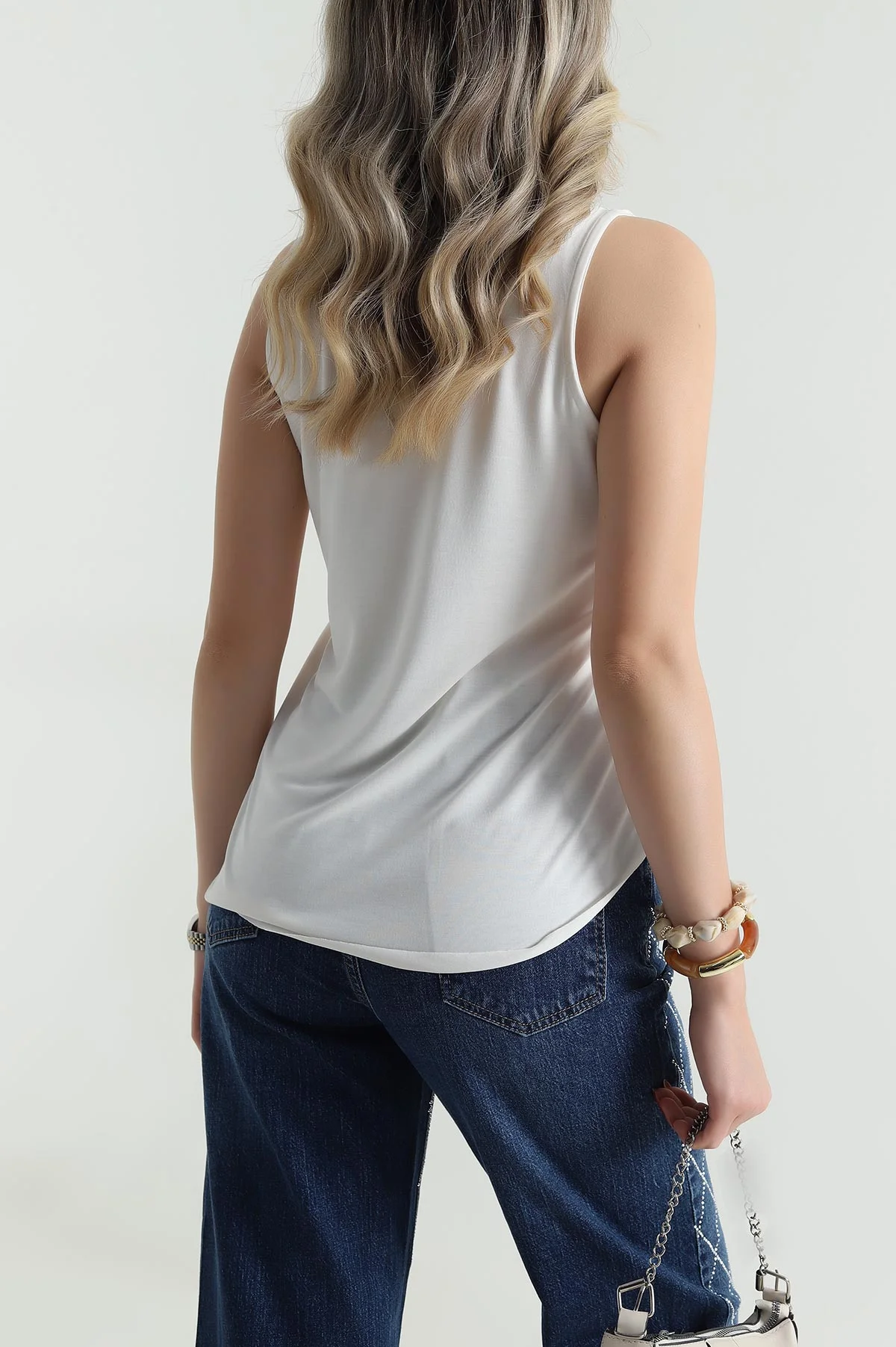 Krem Oval Kesim Modal Kadın Atlet 482079
