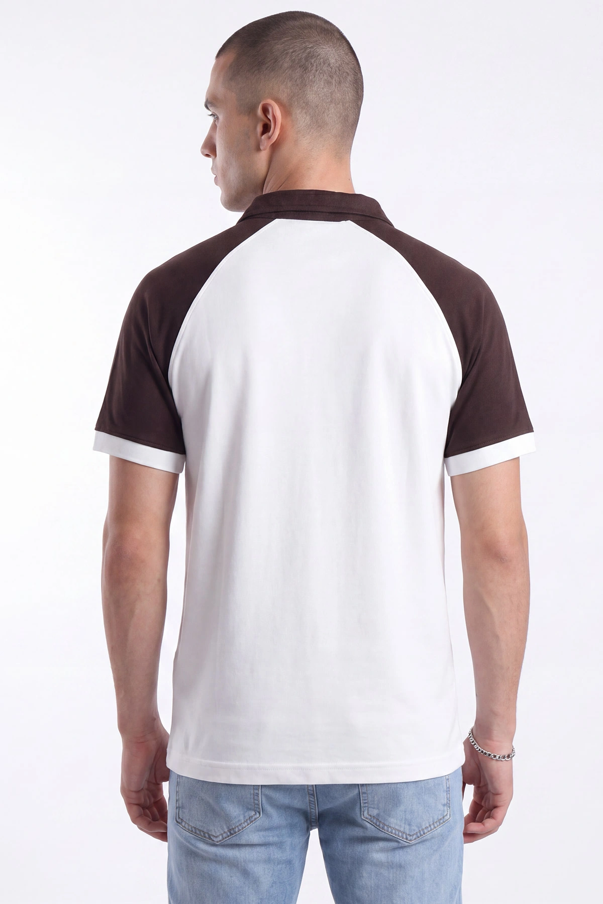 Krem Oysho Kumaş Yarım Fermuarlı Polo Yaka Erkek Tişört 471691
