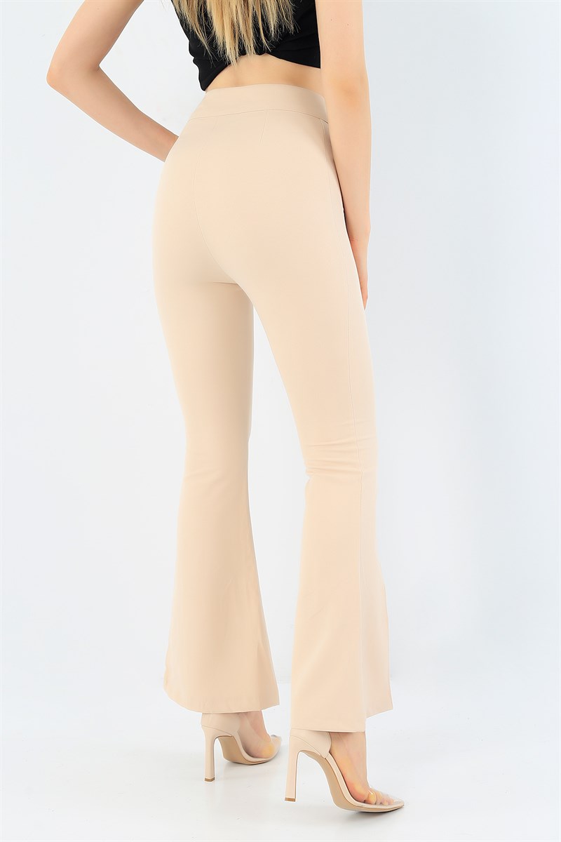 Krem Paçası Yırtmaçlı Pantolon 36610