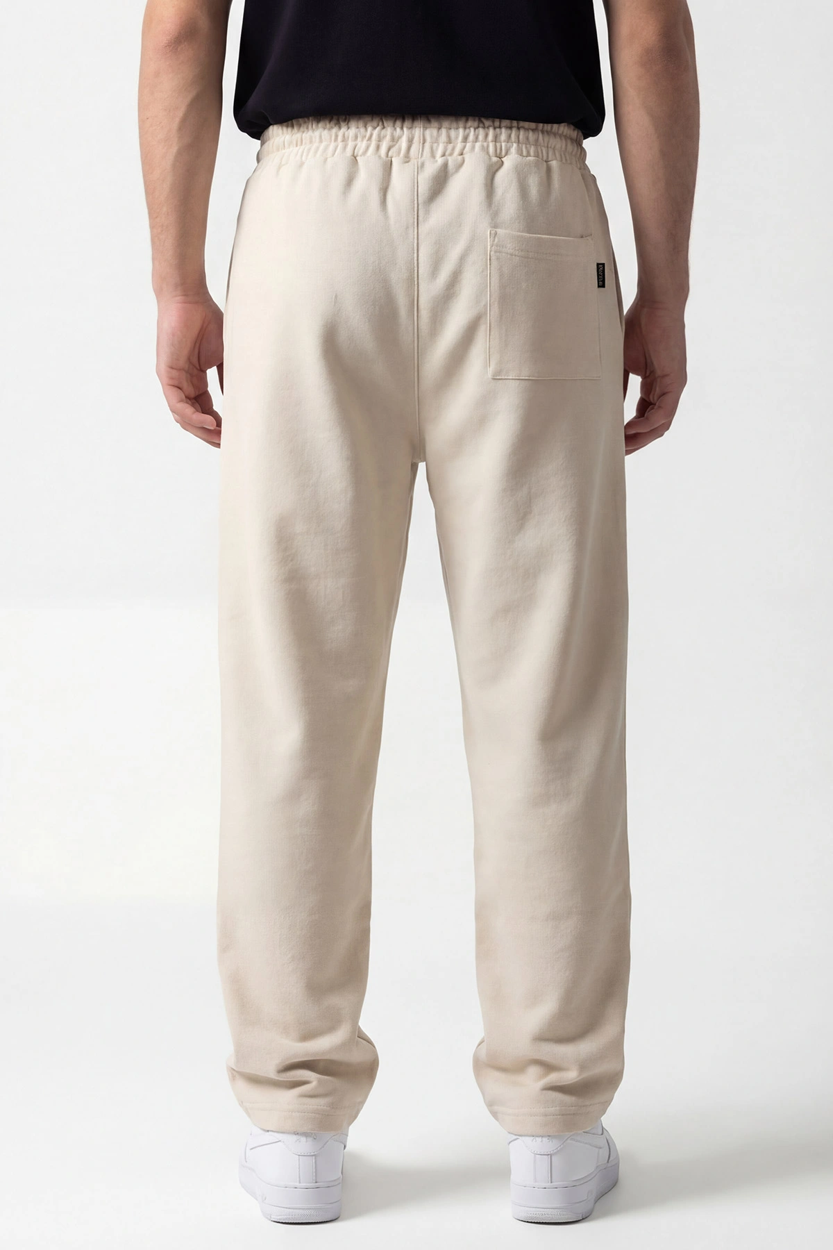 Krem Pike Kumaş Baggy Belden Bağlamalı Erkek Pantolon 442075