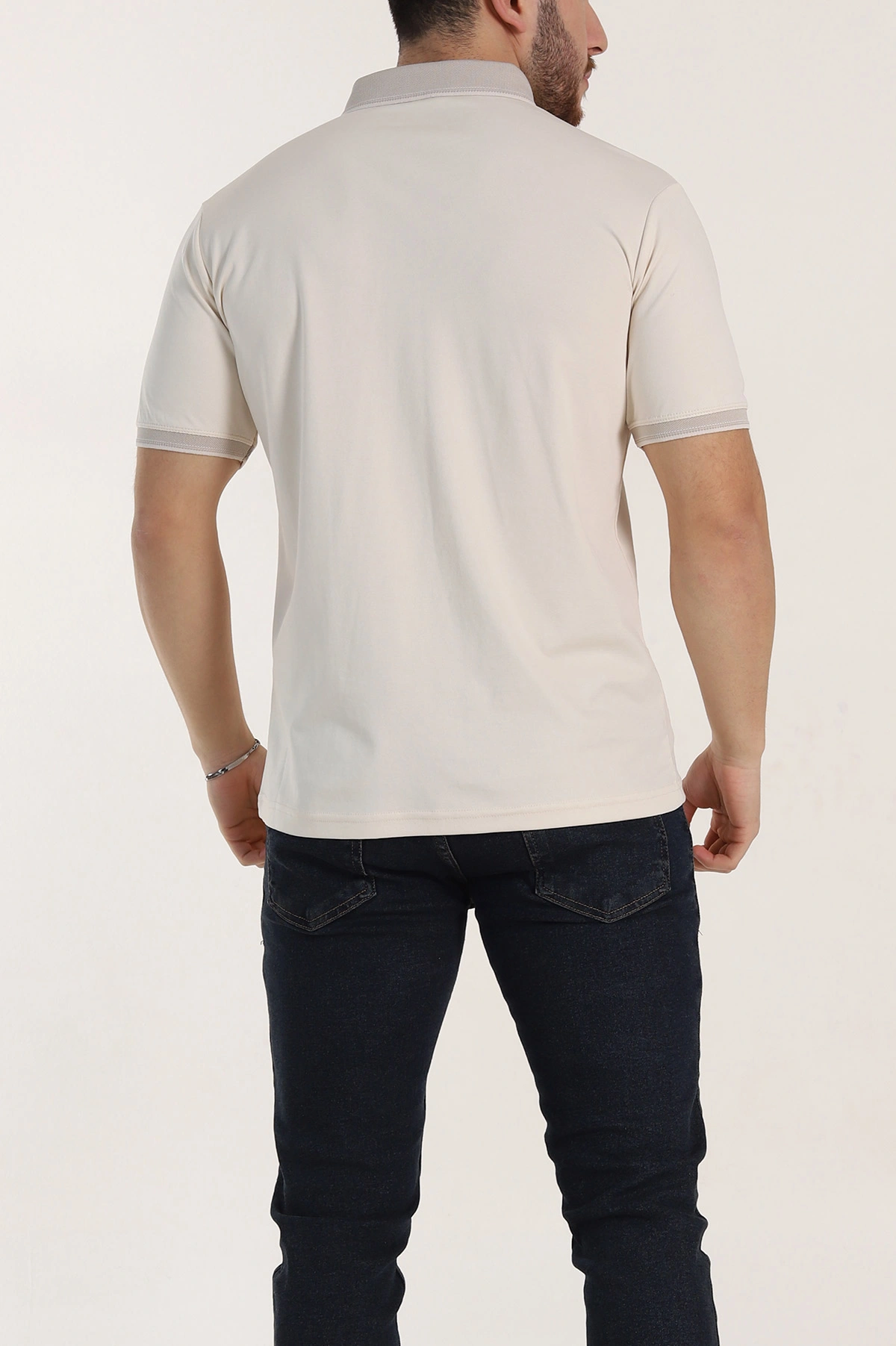 Krem Regular Fit Çıt Çıt Düğmeli Polo Yaka Erkek Tişört 338439