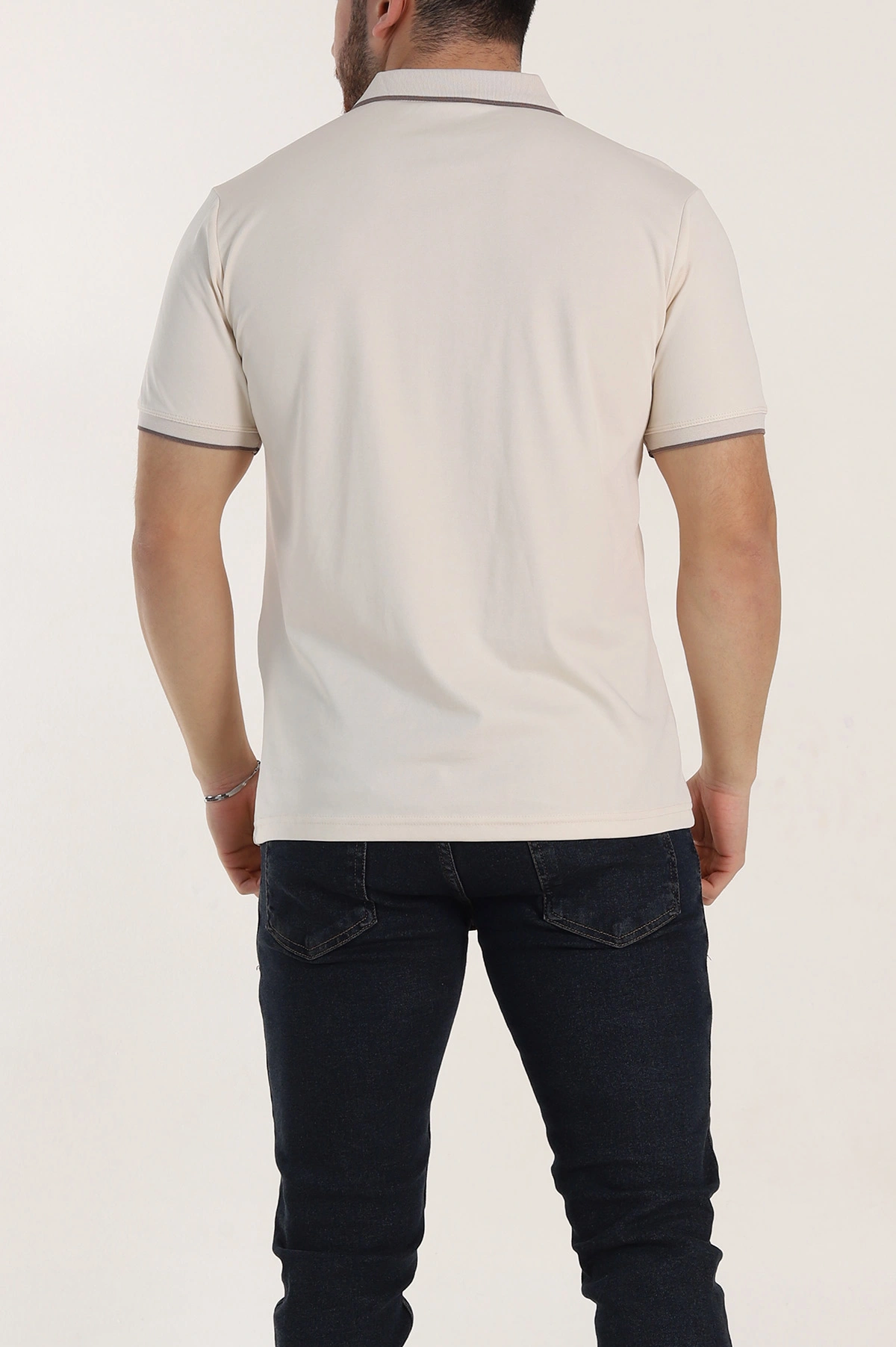 Krem Regular Fit Polo Yaka Erkek Tişört 338471