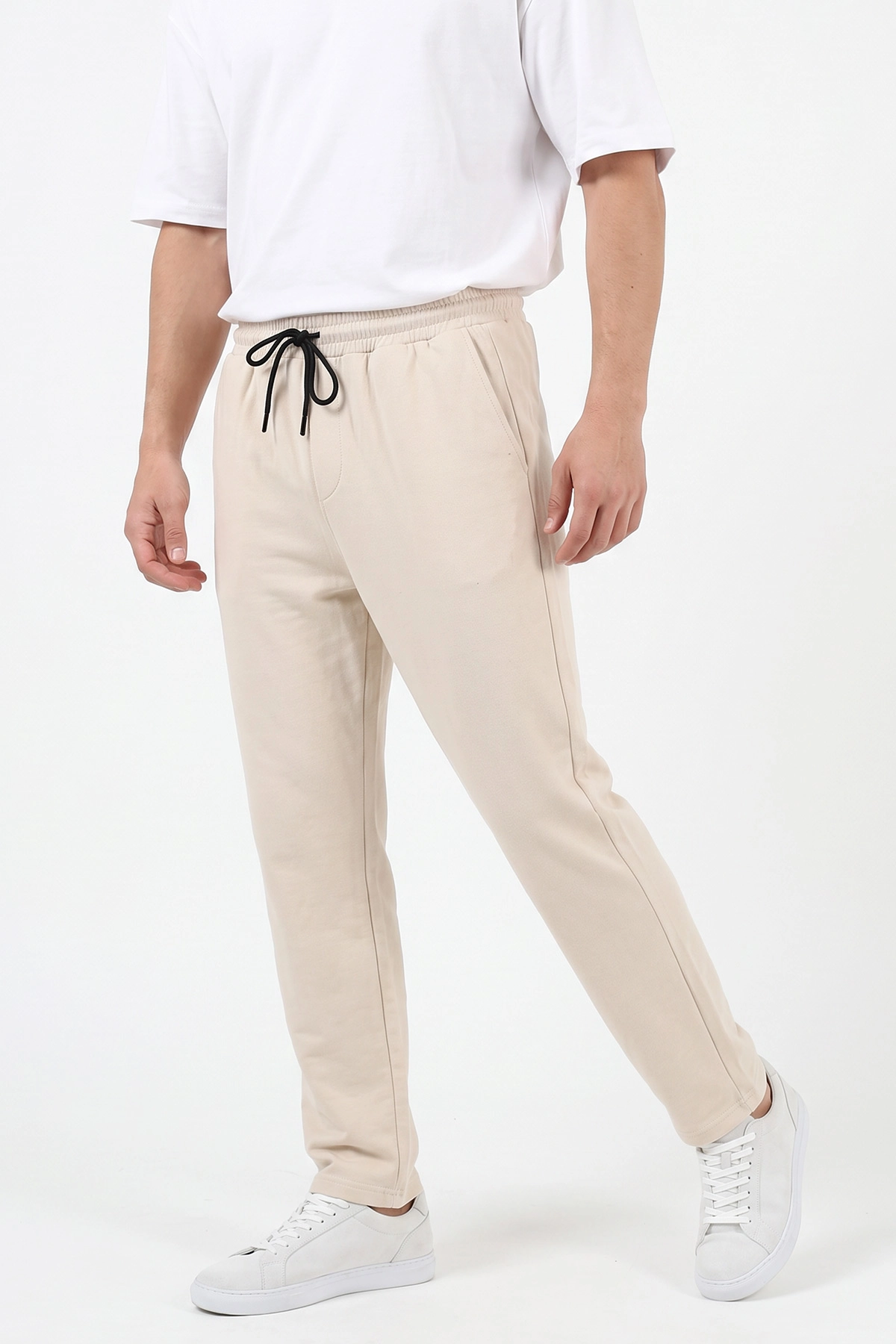 Krem Regular Fit Üç Fit Şardonlu Erkek Eşofman Altı 501317