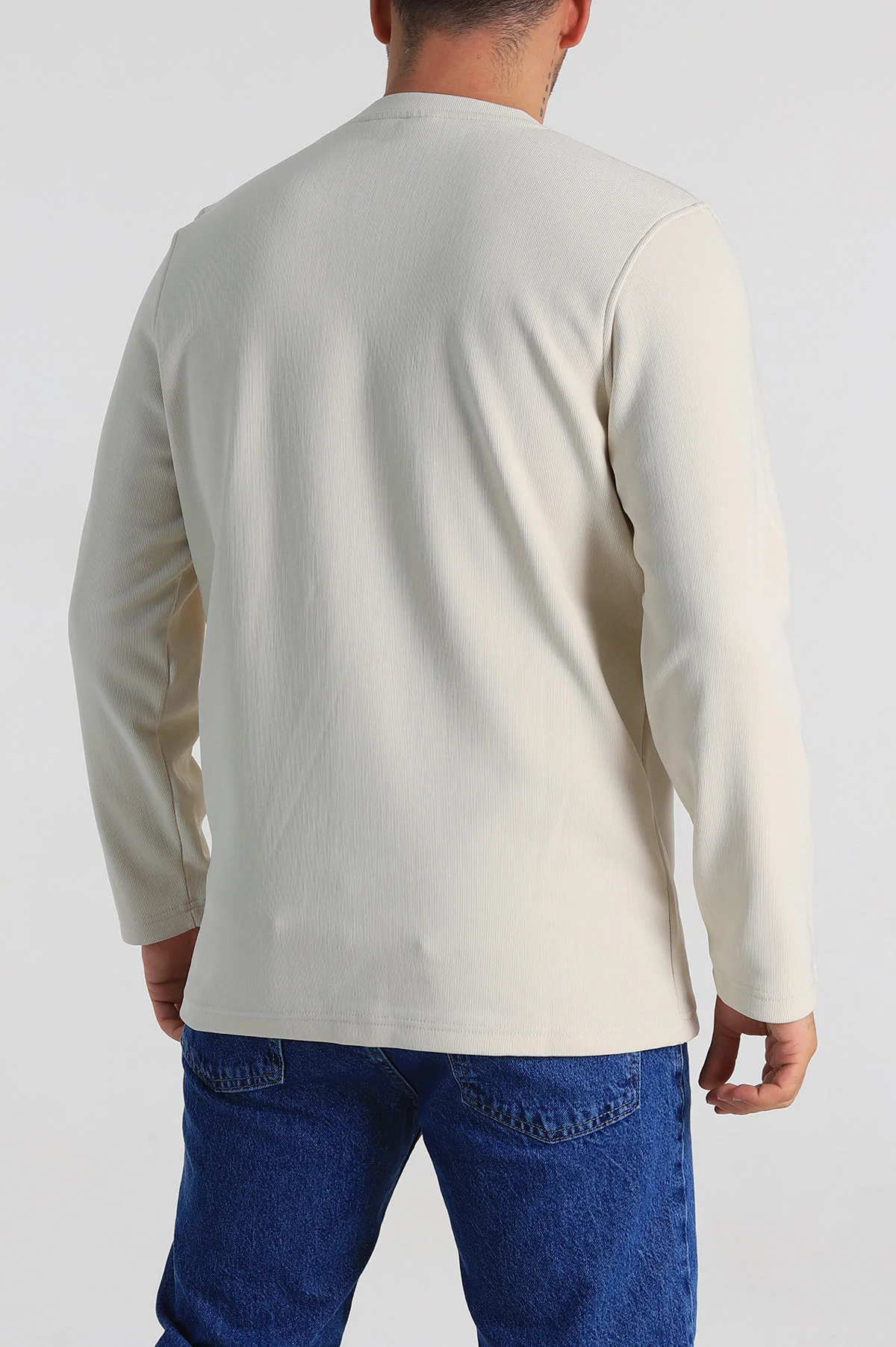 Krem Regular Fit Yazı Detay Erkek Sweatshirt 305881