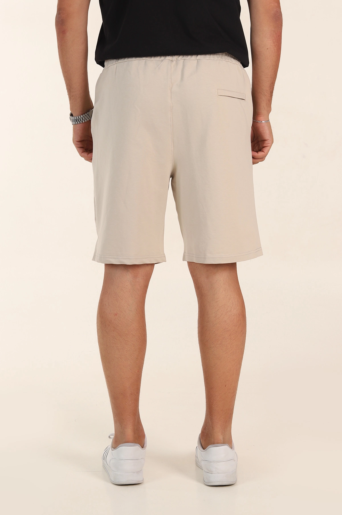 Krem Relaxed Fit İki İp Şardonsuz Kabartma Baskılı Erkek Şort 382183