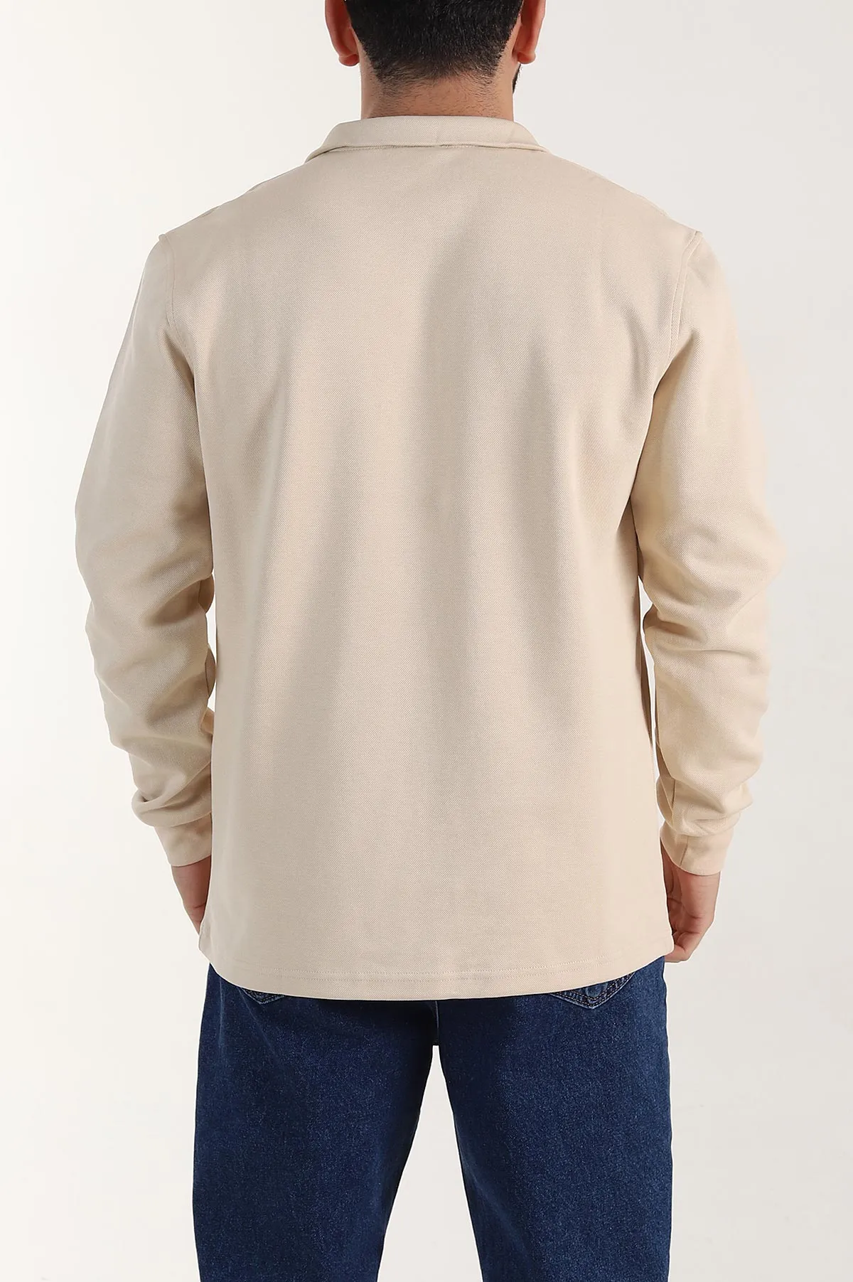Krem Relaxed Fit Pike Dokulu Yarım Fermuarlı Erkek Sweatshirt 400874