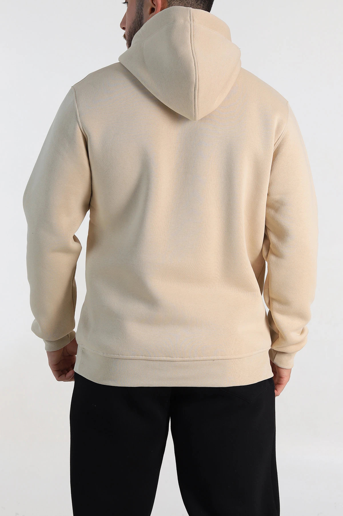 Krem Relaxed Fit Üç İp Şardonlu Kabartma Detaylı Erkek Sweatshirt 311123