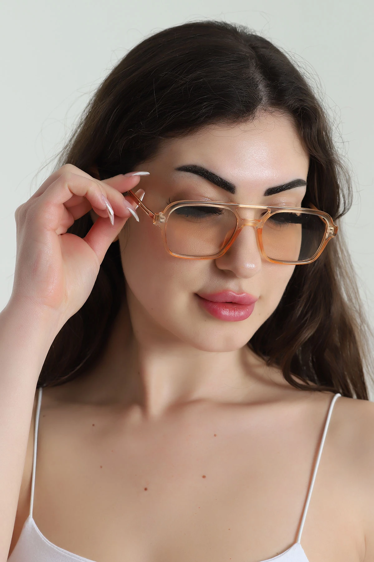 Krem Retro Unisex Güneş Gözlüğü (Kutulu) 454197