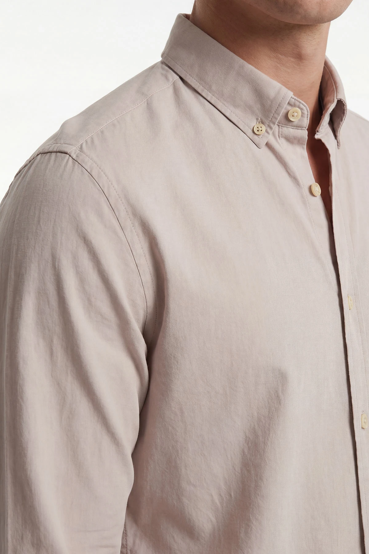 Krem Şambre Kumaş Relaxed Fit Erkek Gömlek 435908