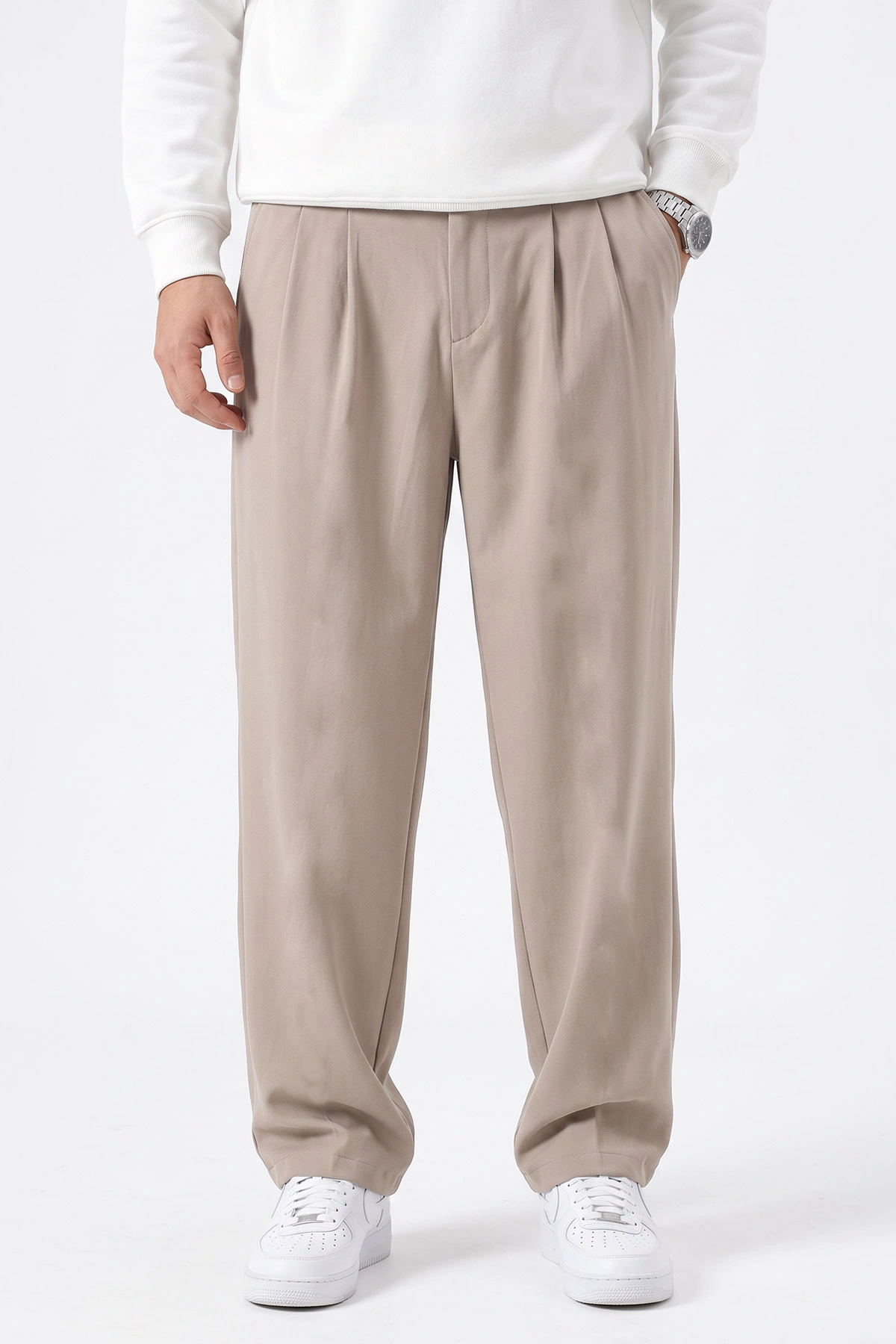 Krem Sidney Kumaş Baggy Cep Detaylı Erkek Pantolon 498875