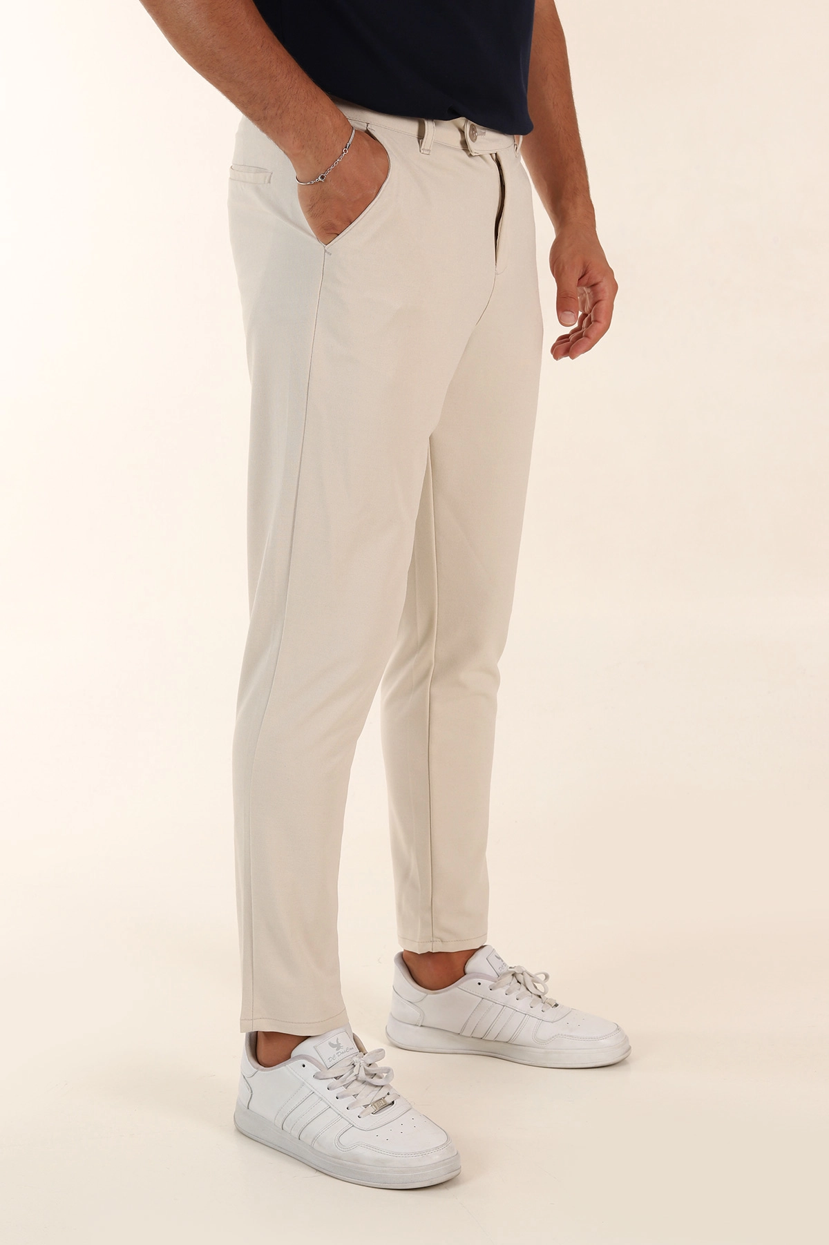 Krem Slim Fit Erkek Kumaş Pantolon 391135