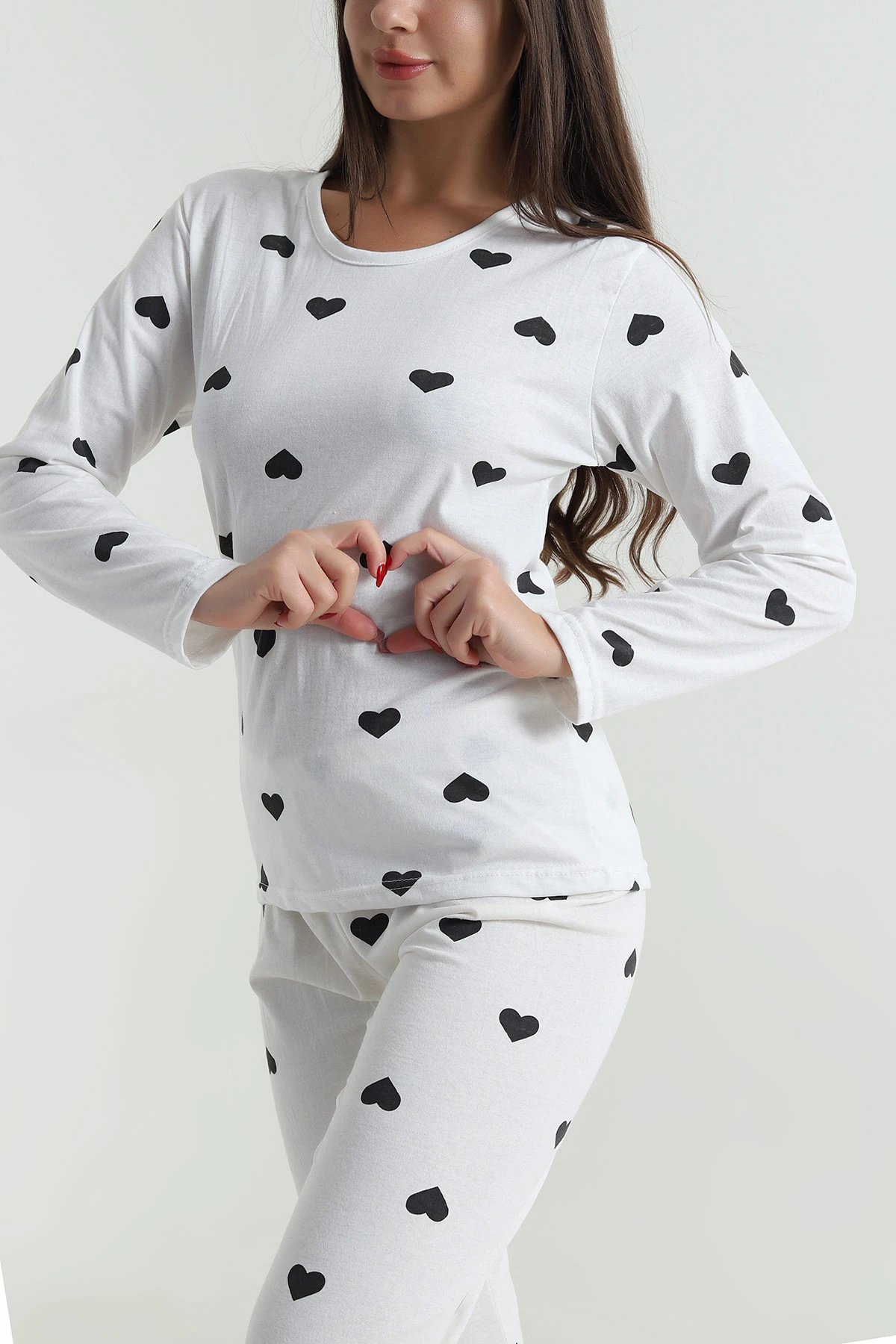 Krem Süprem Uzun Kol Kadın Pijama Takımı 493628