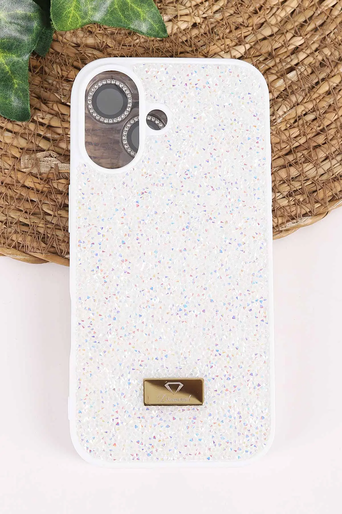 Krem TeknoCase İPhone 17 Uyumlu Ella Diamond Case Serisi Lens Hediyeli Sert Silikon Telefon Kılıfı 457824