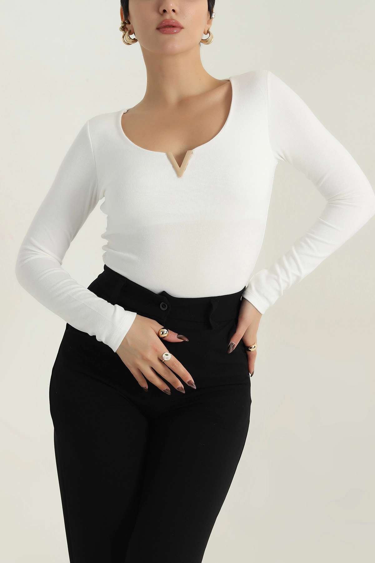 Krem Tokalı Oysho Kadın Badi Bluz 412550