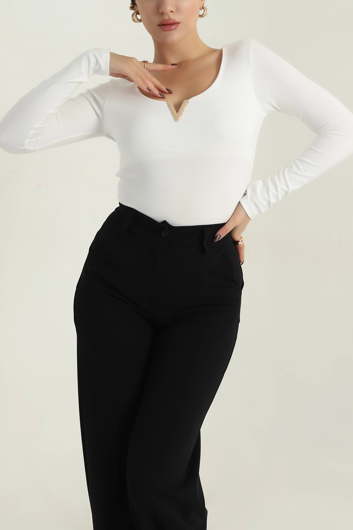 Krem Tokalı Oysho Kadın Badi Bluz 412550
