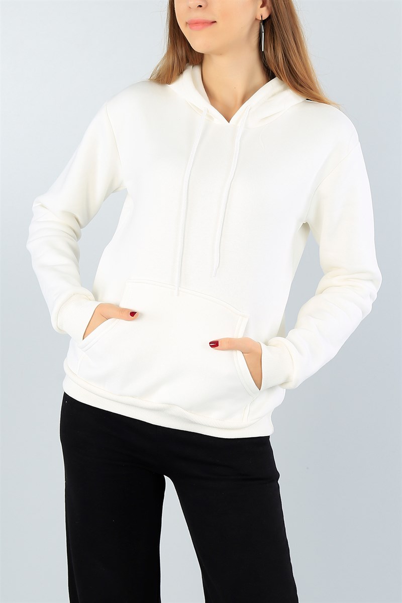 Krem Üç İp Şardonlu Bayan Sweat 46476