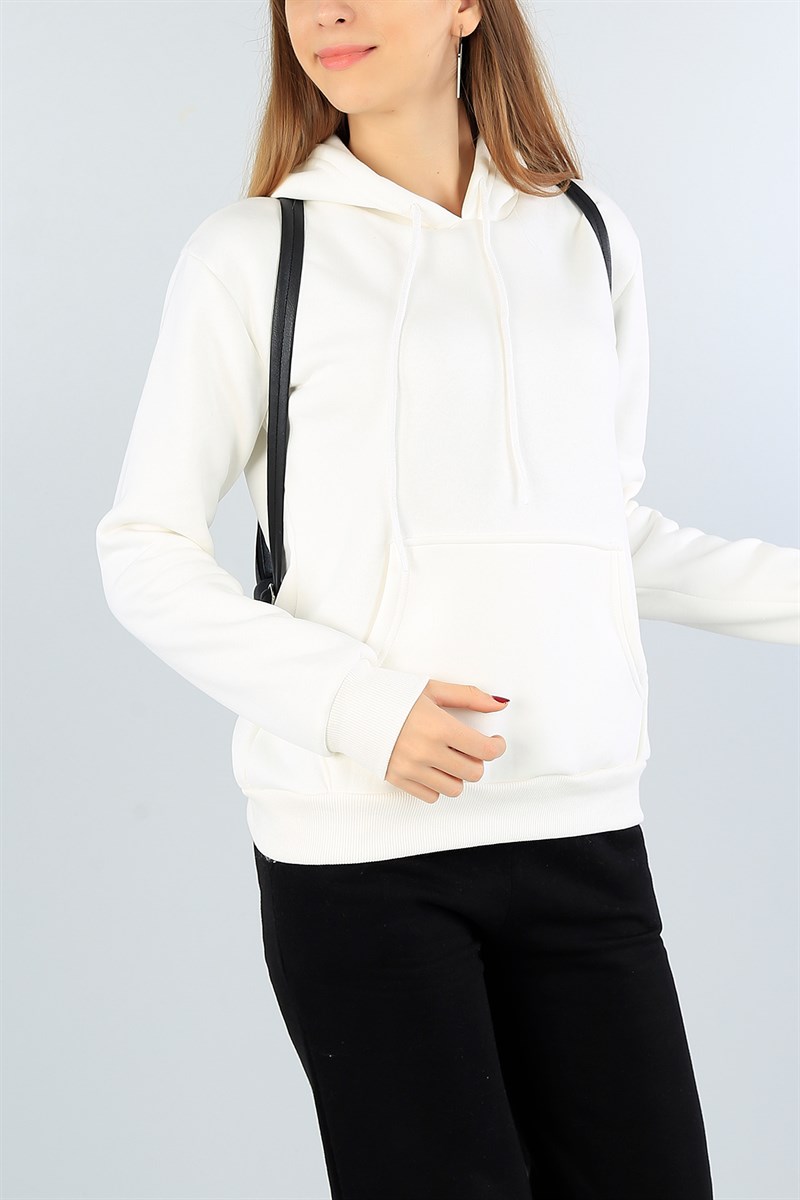 Krem Üç İp Şardonlu Bayan Sweat 46476