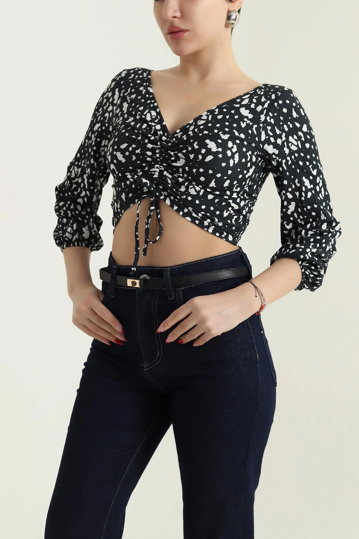 Krinkıl Büzgülü Desenli Kadın Bluz 437891