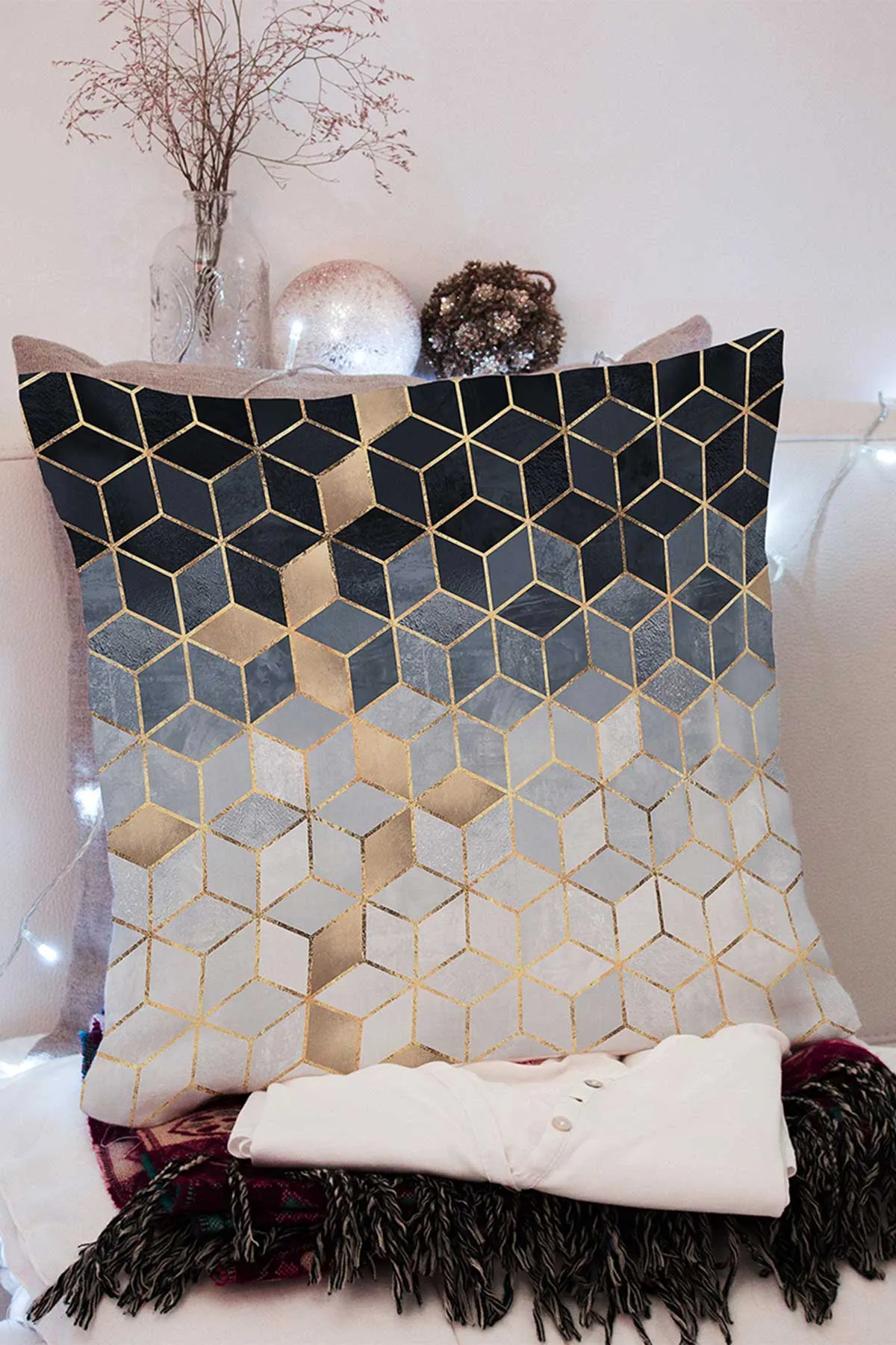 43x43 Dijital Baskılı Fermuarlı Modern Kırlent Kılıfı 308767
