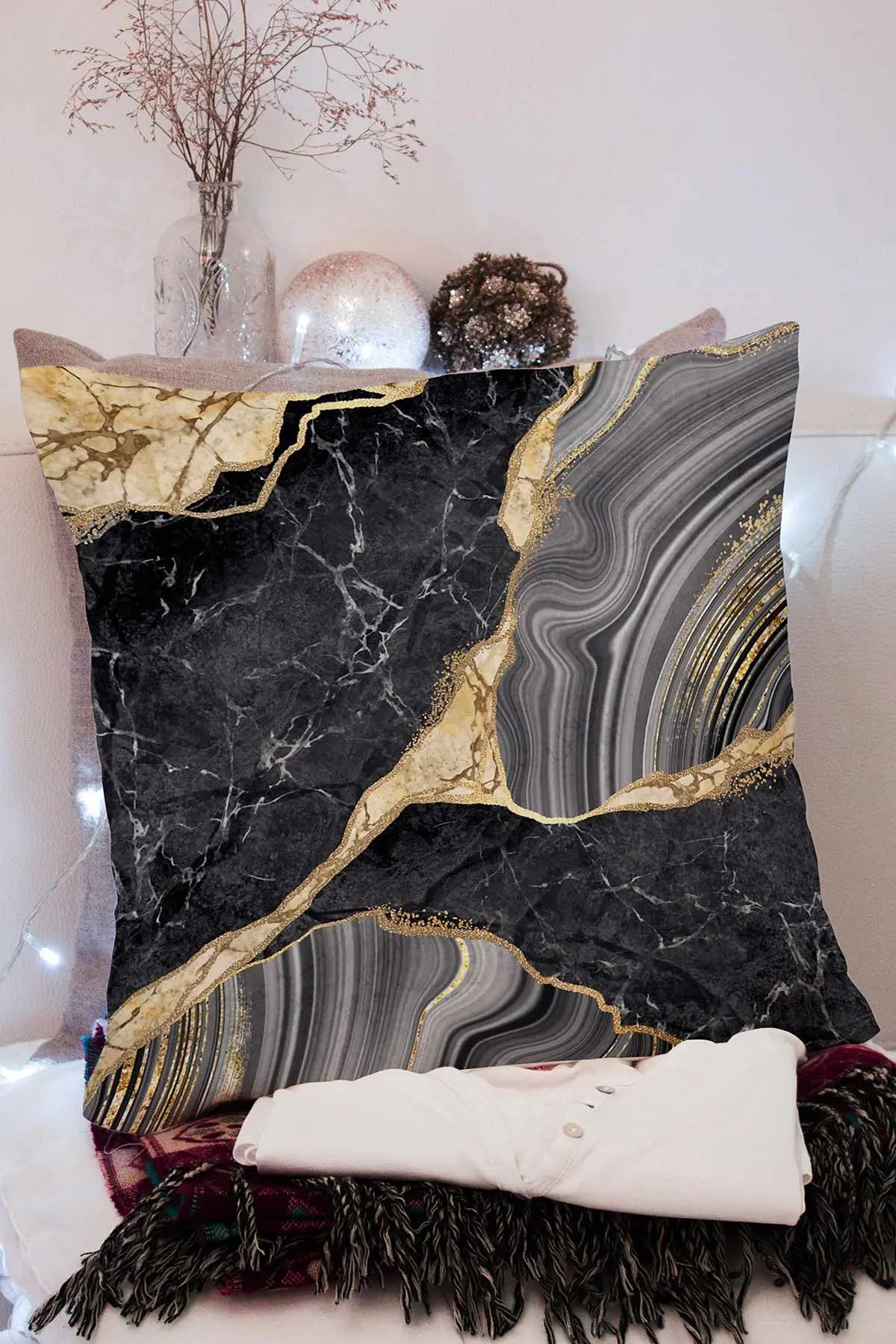43x43 Dijital Baskılı Fermuarlı Modern Kırlent Kılıfı 308732
