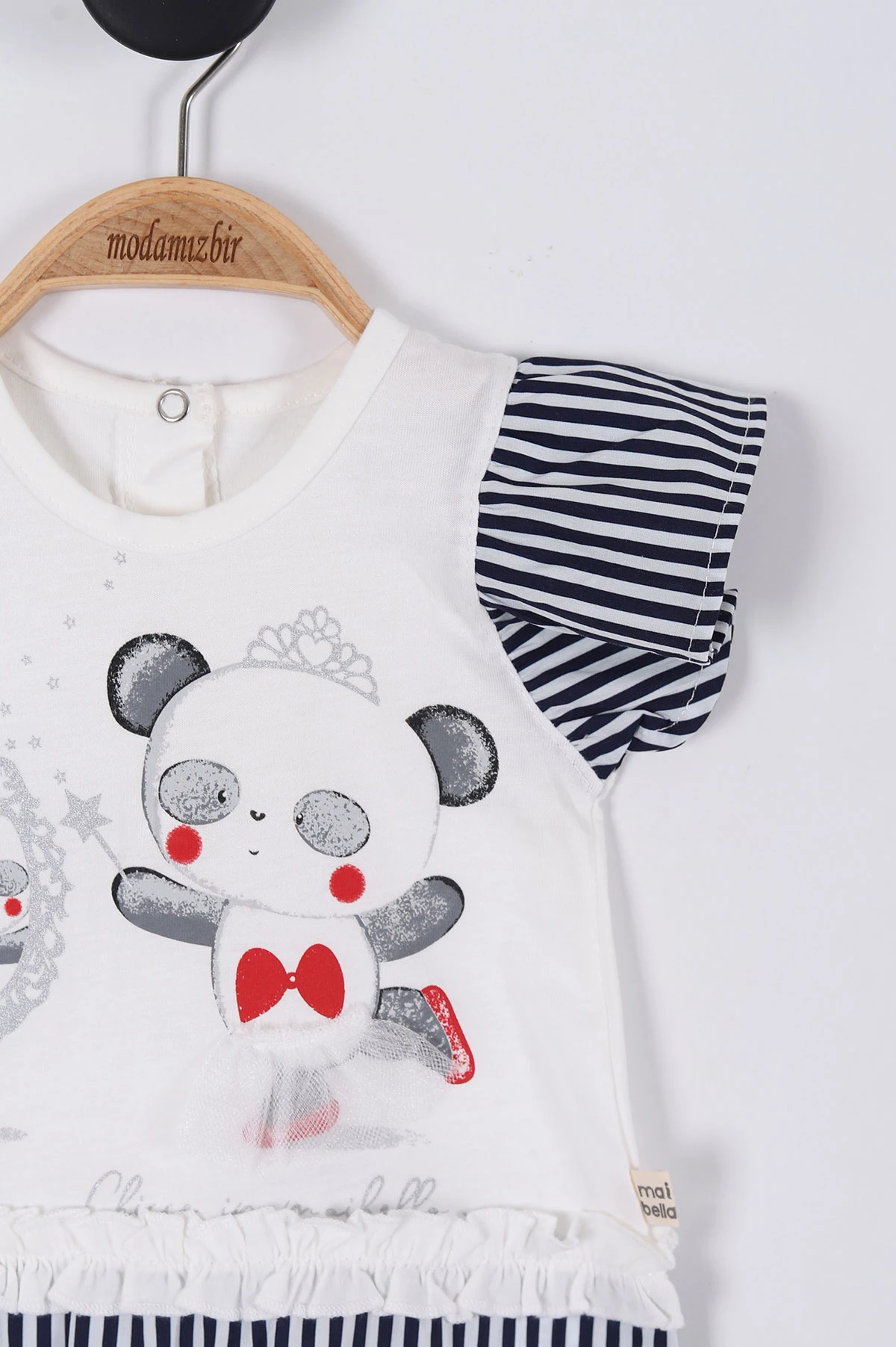 Lacivert (0-12 Ay) Prenses Panda  Baskılı Kız Bebek Tulum 263900
