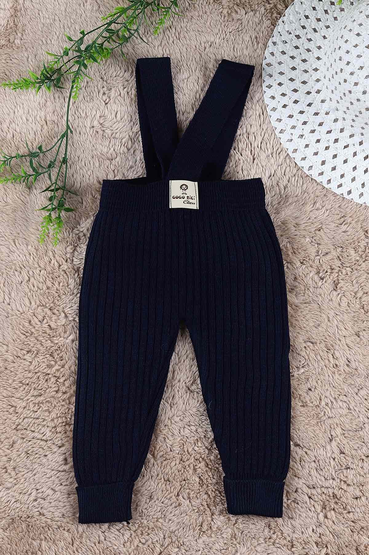 Lacivert (0-24 Ay) Fitilli Duble Paça Askılı Erkek Bebe Alt 197687