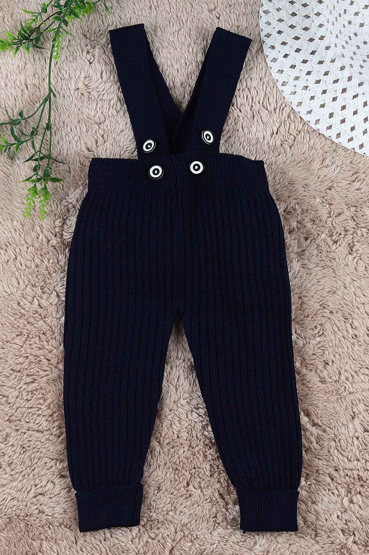 Lacivert (0-24 Ay) Fitilli Duble Paça Askılı Erkek Bebe Alt 197687