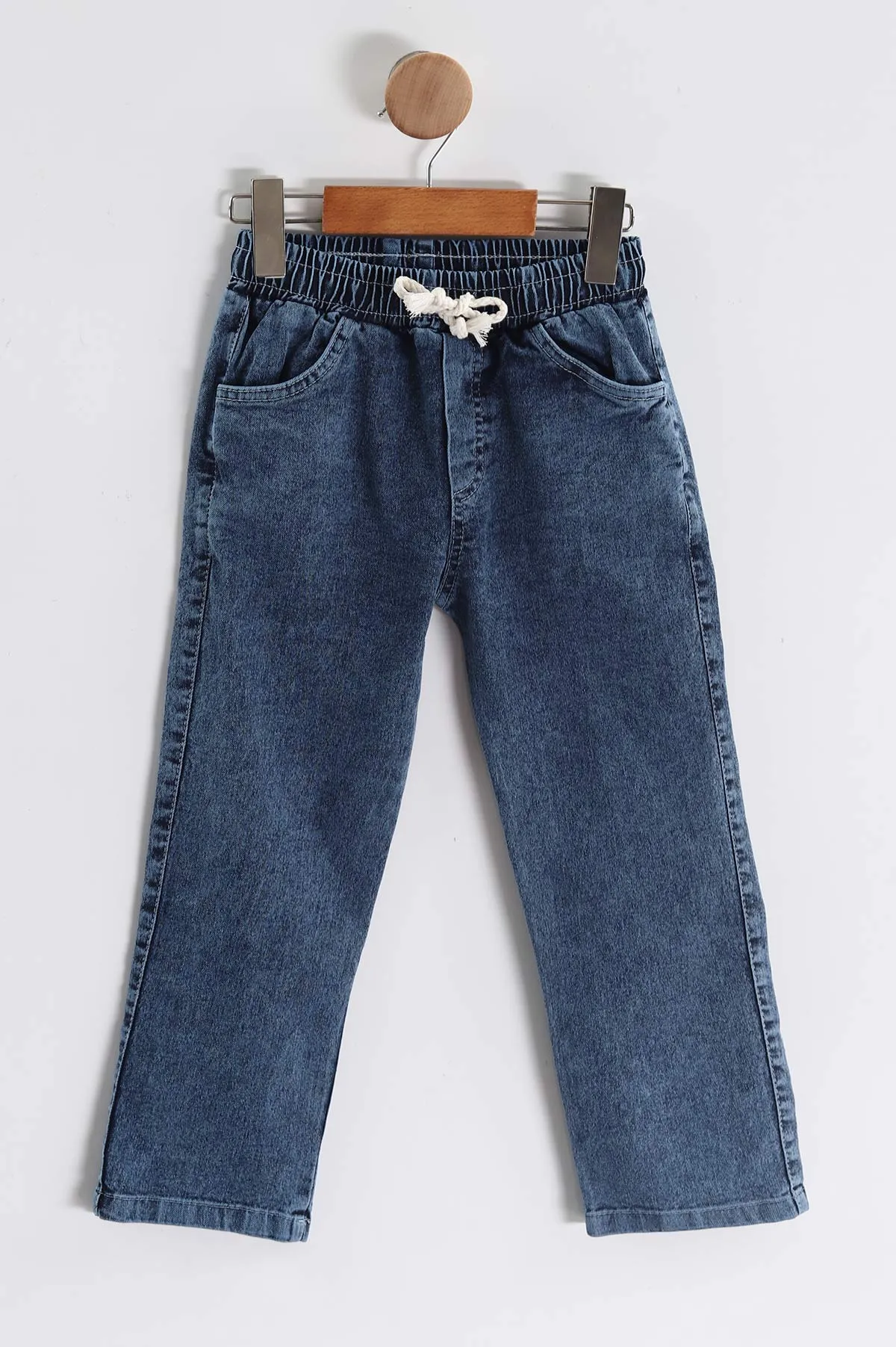 Lacivert (1-9 Yaş ) Kot Detay Sweatli Kot Pantolonlu Kız Çocuk 2'li Takım 440113