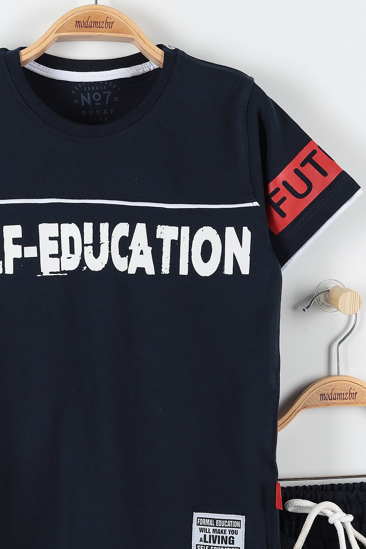 Lacivert (11-14 Yaş) Self Educatıon Baskılı Bel Bağlamalı Erkek Çocuk Takım 172391