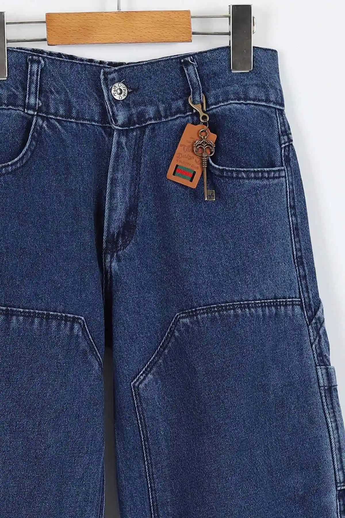 Lacivert (11-15 Yaş) ) Önü Parça Detay Kargo Cepli Kız Çocuk Kot Pantolon 329768
