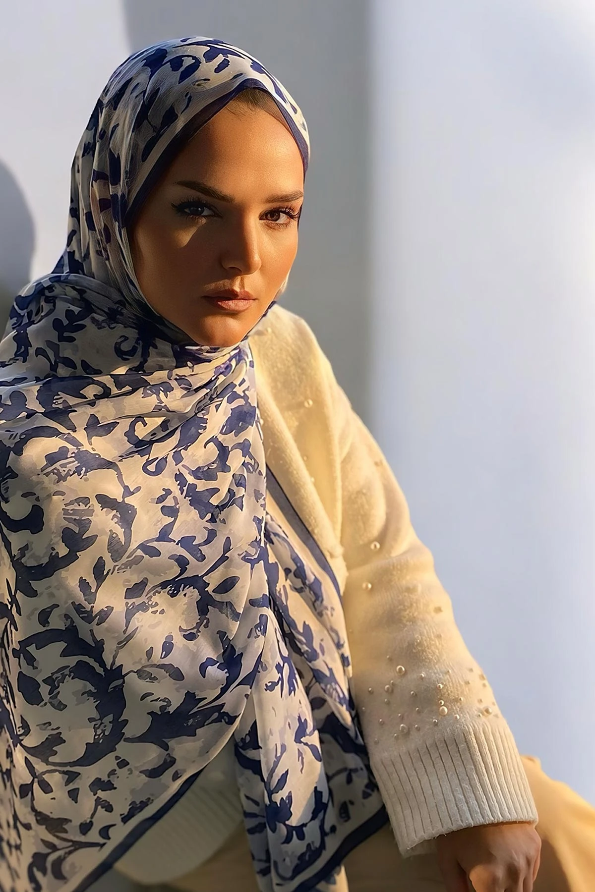 Lacivert 180X70 cm Dijital Baskı Lıerre Desenli Pamuk Şal 333462