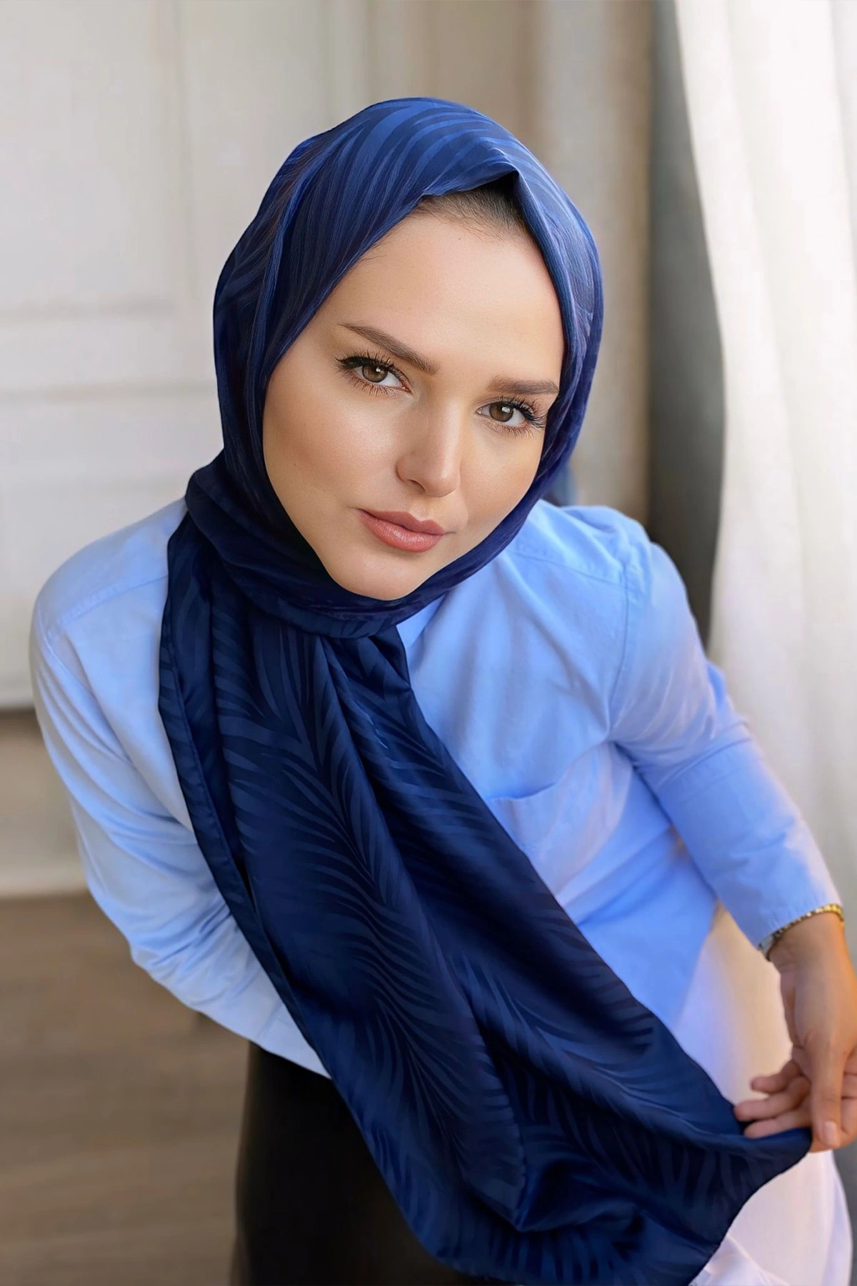 Lacivert 180x70 Jakar İpeksi Zebra Desen Şal 270887