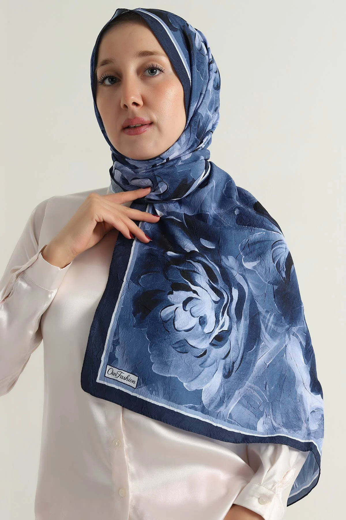 Lacivert 180x75 Cm Our Fashion Dijital Baskılı Desenli Bambu Kraş Şal 396718