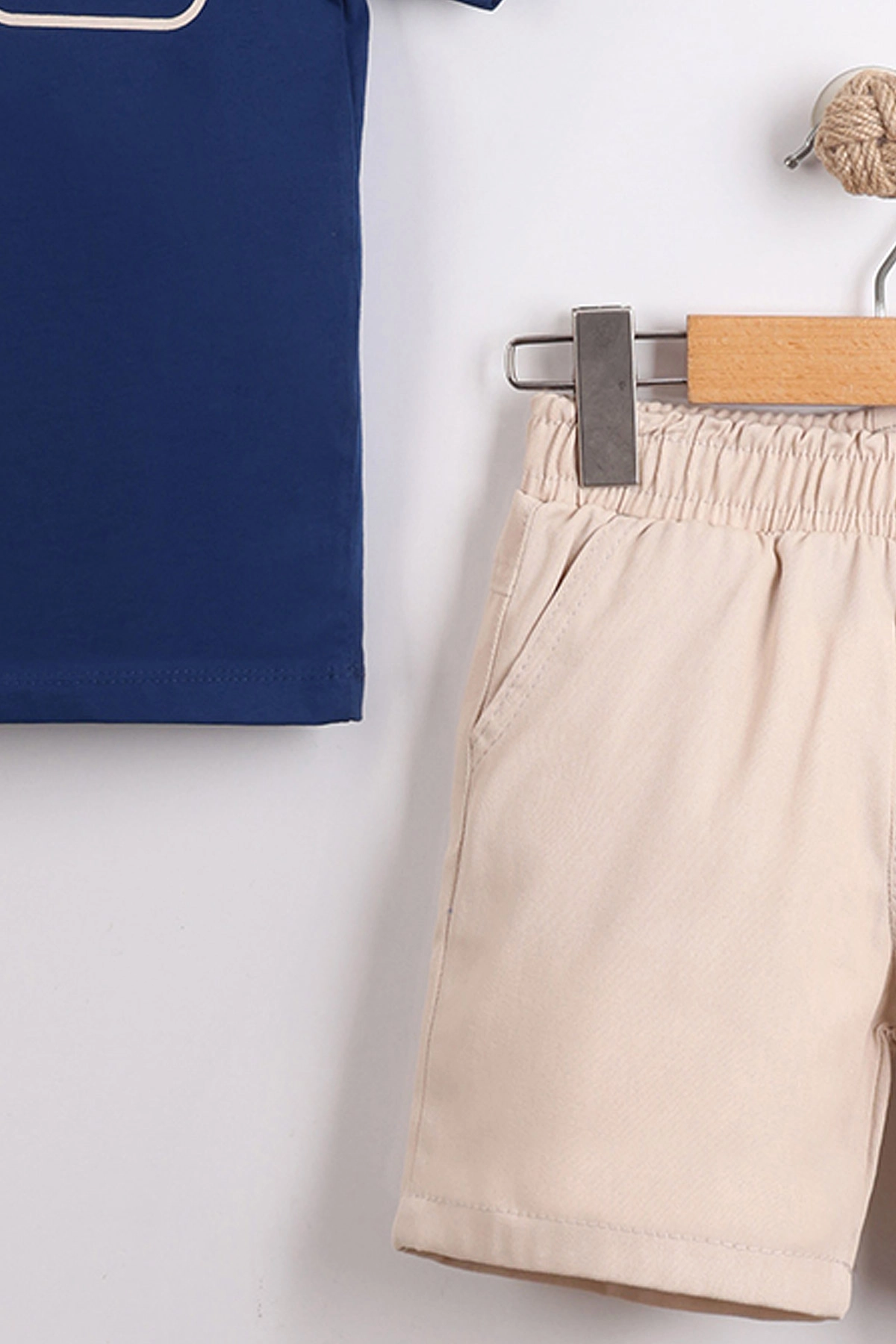 Lacivert (2-10  Yaş) Polo Yaka Cool Boy Baskılı Tişörtlü Gabardin Şortlu Erkek Çocuk Yazlık 2'li Takım 454616