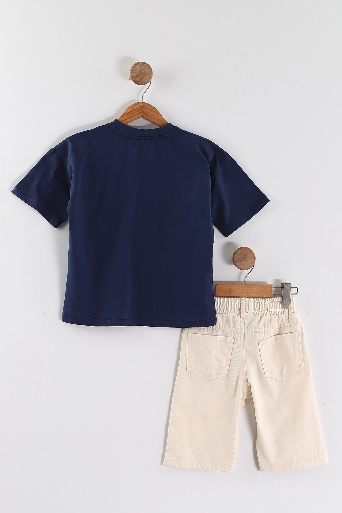 Lacivert (2-10 Yaş)Baskılı Gabardin Şortlu Erkek Çocuk Takım 457407