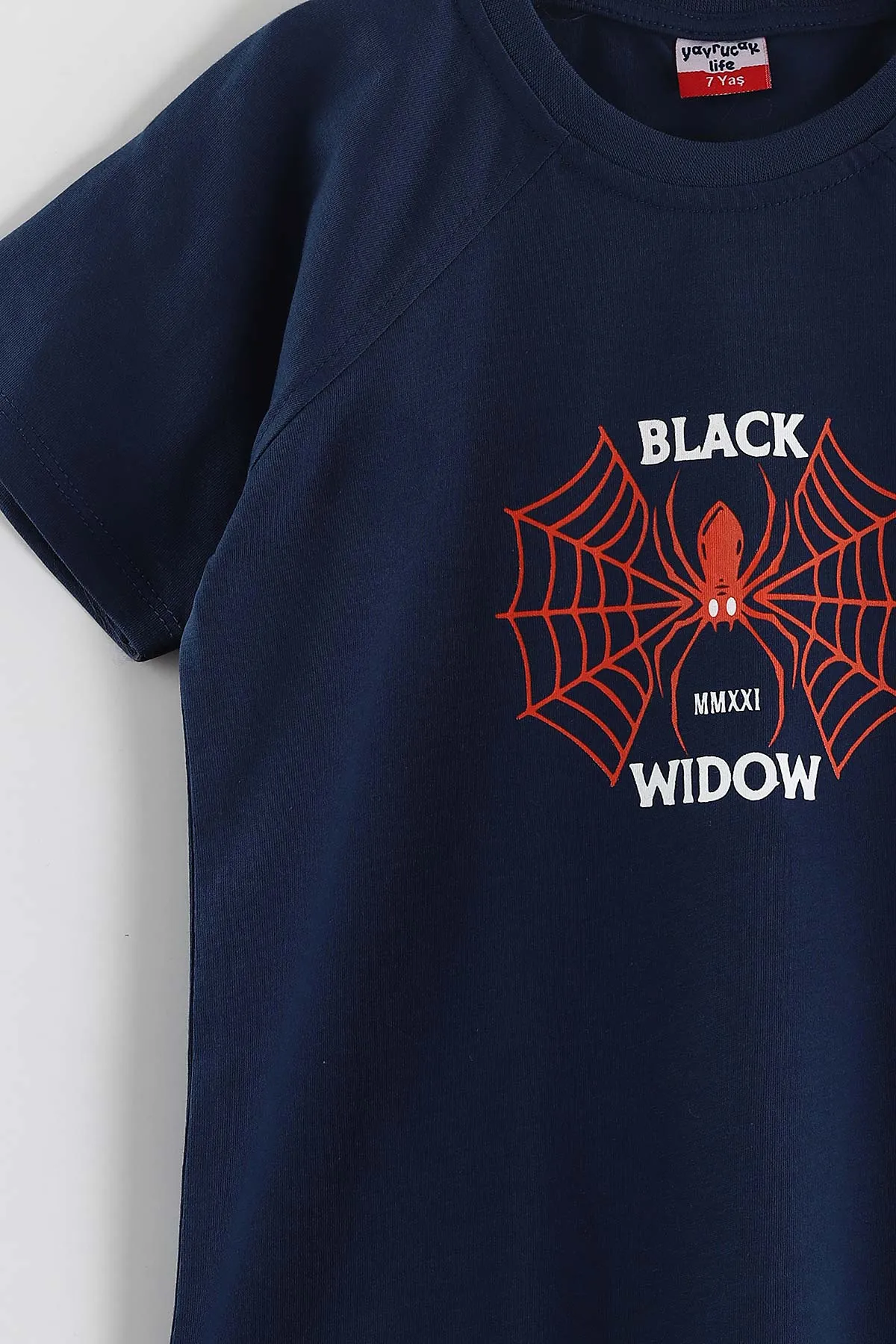 Lacivert (2-10 Yaş)Black Widow Baskılı Cepli Şortlu Penye Erkek Çocuk Yazlık Takım 437747