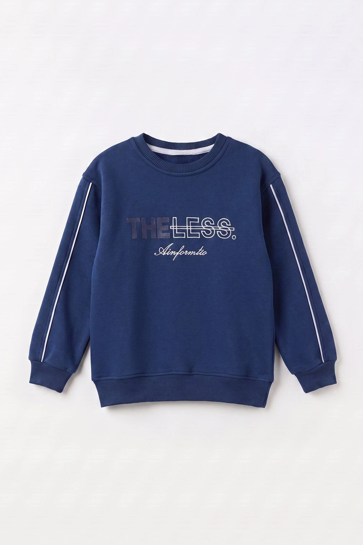 Lacivert (2-12 Yaş) Theless Nakışlı İçi Şardonlu Erkek Çocuk Sweatshirt 483295