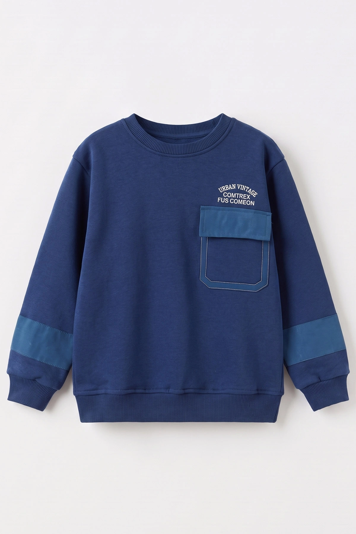Lacivert (2-12 Yaş) Urban Nakışlı   İçi Şardonlu Erkek  Çocuk Sweatshirt 493818