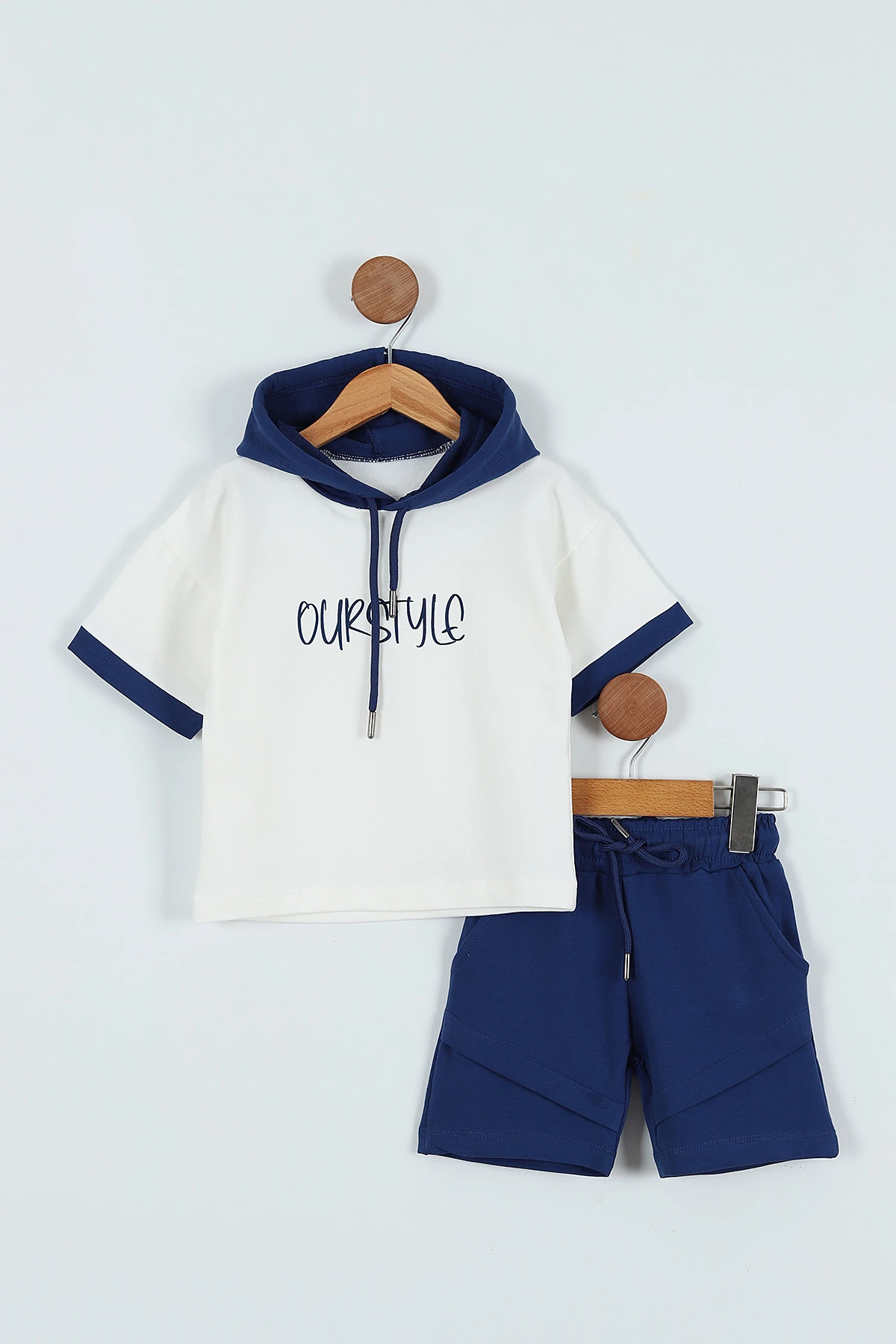 Lacivert (2-5 Yaş) Ourstyle Baskılı Kapüşonlu Erkek Çocuk Takım 271474