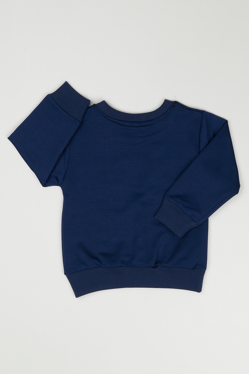 Lacivert (2-5 Yaş) Punk Peace Baskılı Erkek Çocuk Sweatshirt 90245